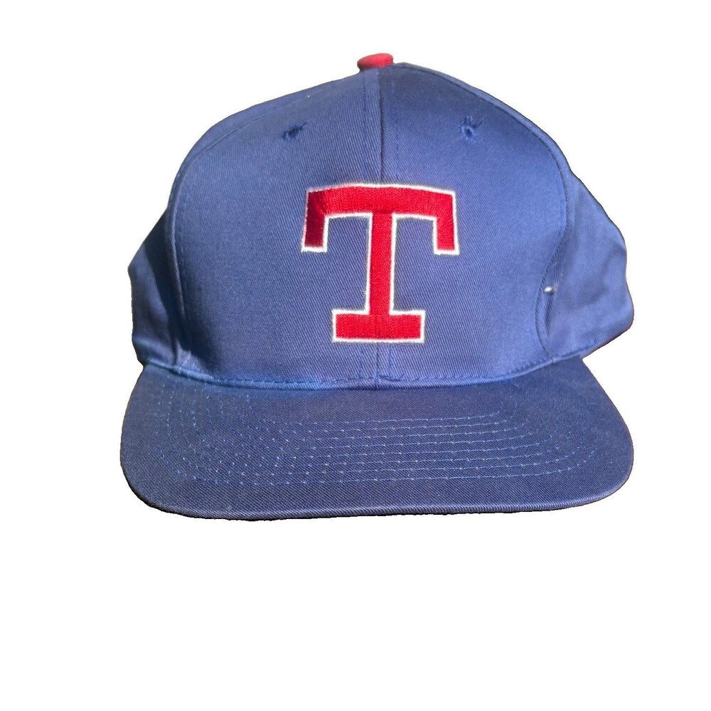 1990s Drew Pearson Texas Rangers Snapback Hat Unisex Blue Plastic Closure